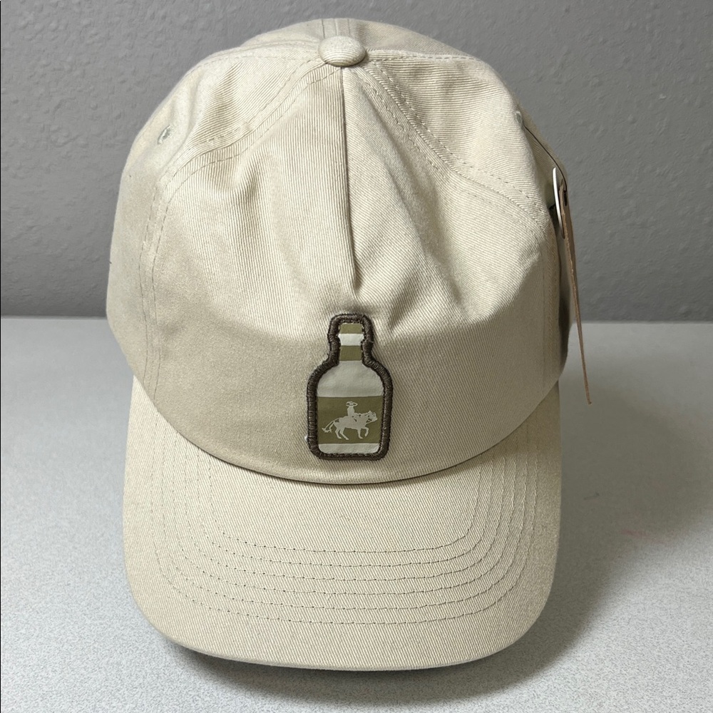 Cream Embroidered Bottle Patch Baseball Cap - Unbranded